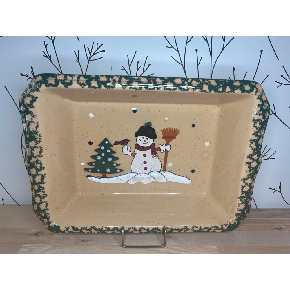 LTD Commodities Country Snowman Stoneware Baker Rectangular Casserole Dish 13x9